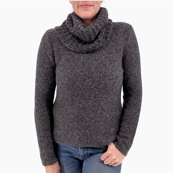 EILEEN FISHER | Wool-Mohair Blend Cowl Neck Sweater in Charcoal Grey | S - Picture 2 of 12